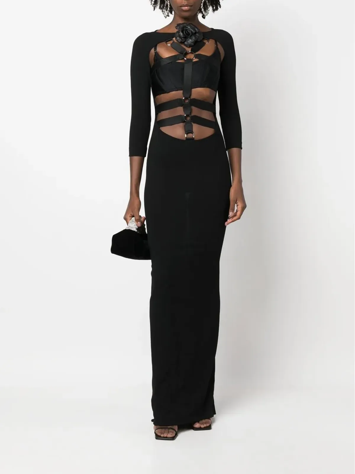 Roberto Cavalli カットアウトディテール マキシドレス - ブラック - 画像2