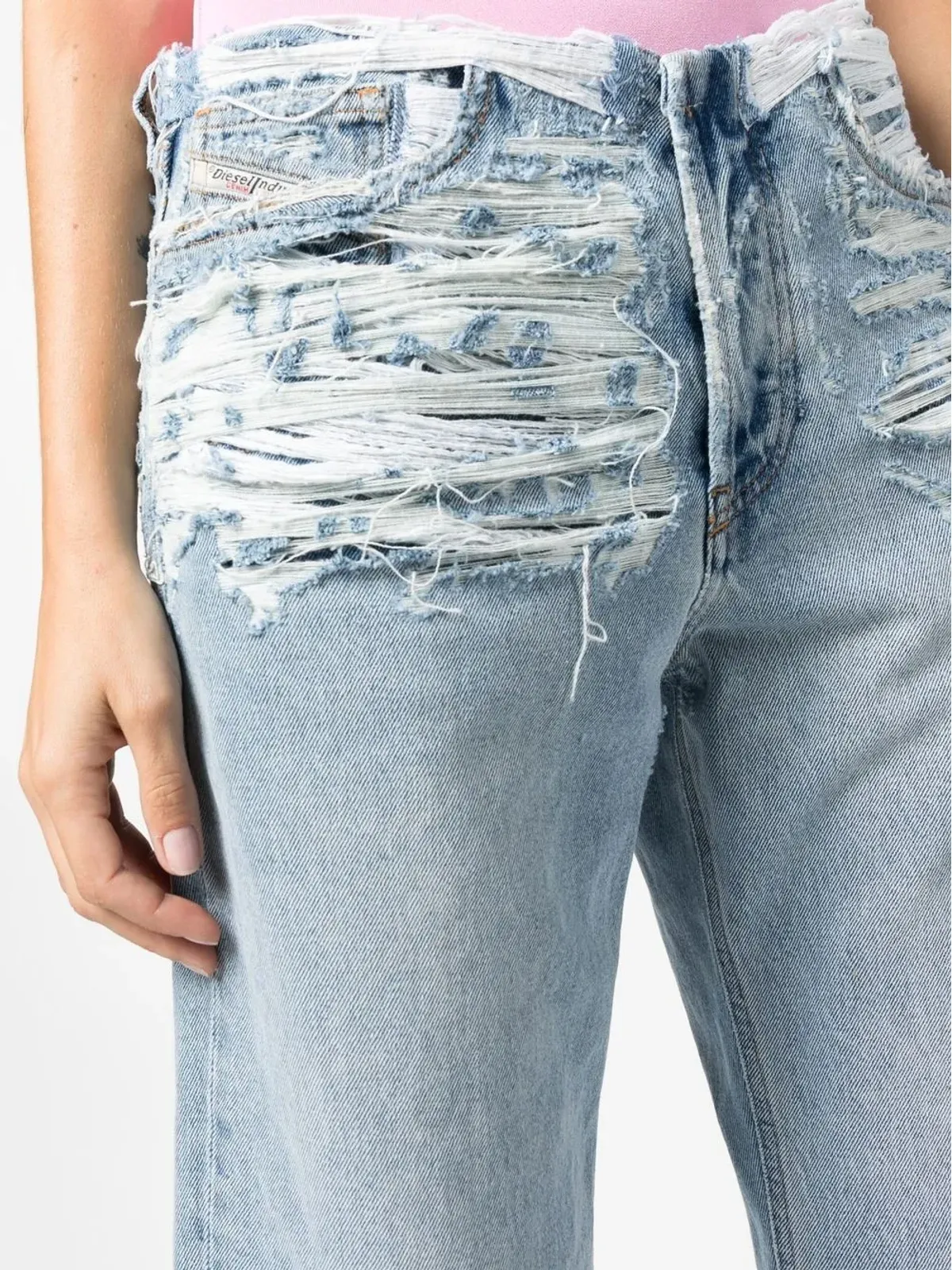 Diesel ミッドライズ ダメージデニム ジーンズ - 画像5