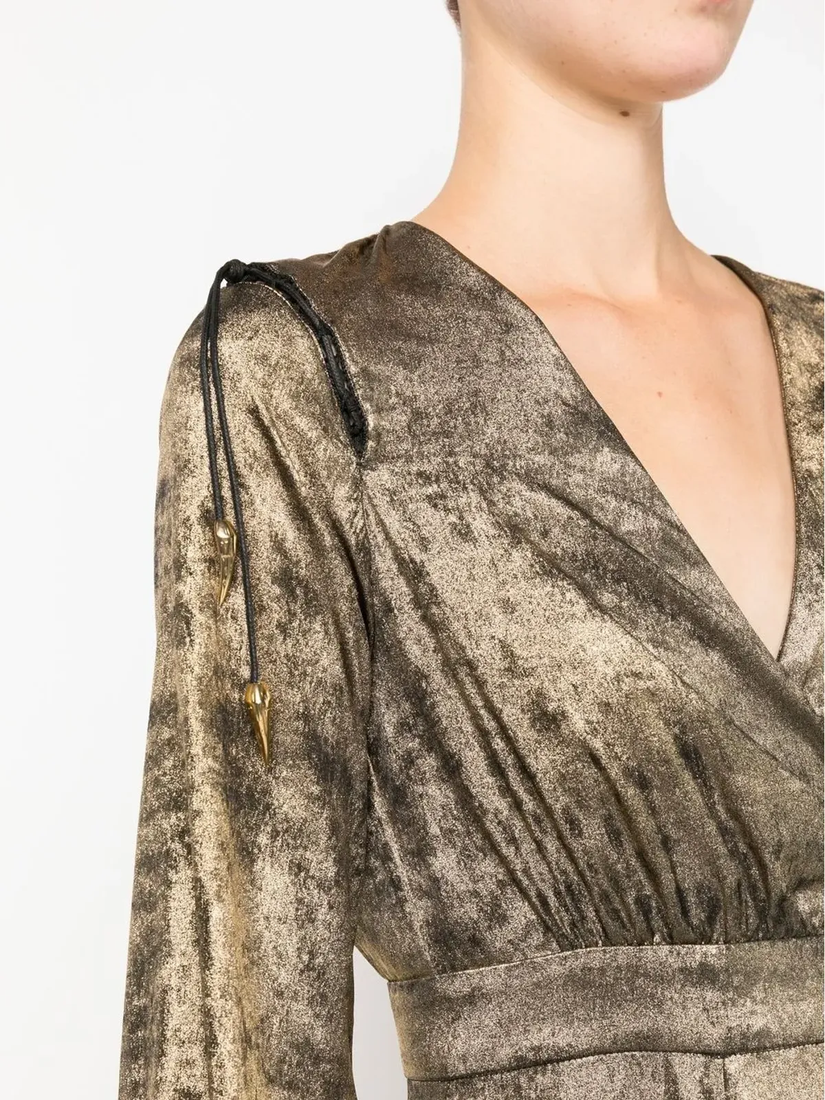 Roberto Cavalli レースアップディテール ベルベット ラップドレス - 画像5