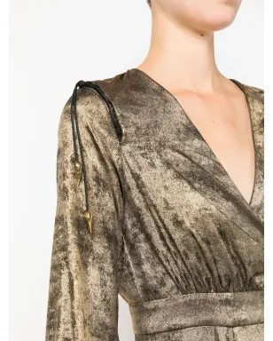 Roberto Cavalli レースアップディテール ベルベット ラップドレス - サムネイル5