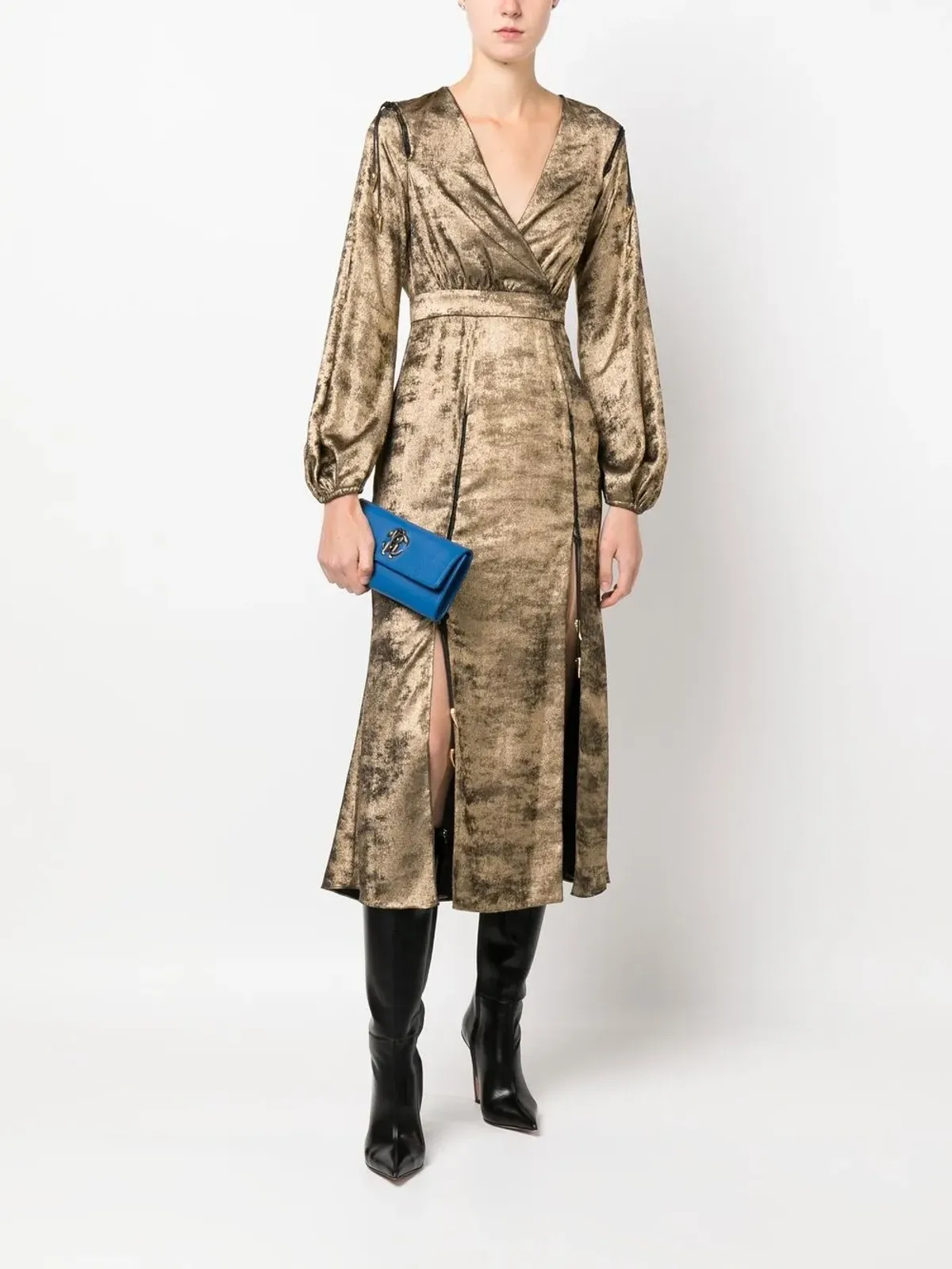 Roberto Cavalli レースアップディテール ベルベット ラップドレス - 画像2