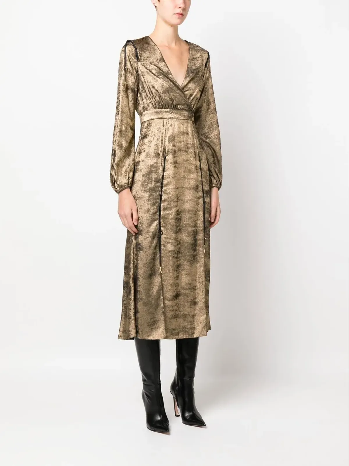 Roberto Cavalli レースアップディテール ベルベット ラップドレス - 画像3