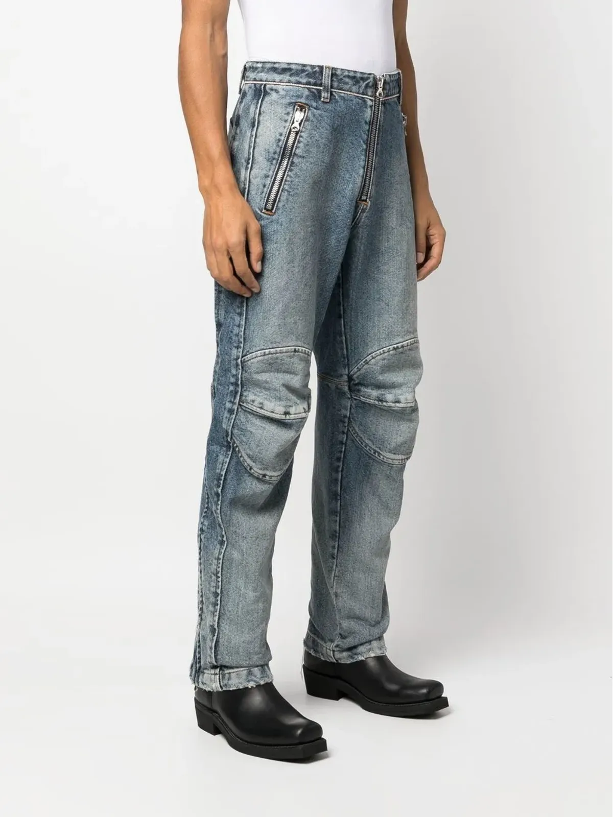Diesel ニーパッド付きジップアップジーンズ - 画像3