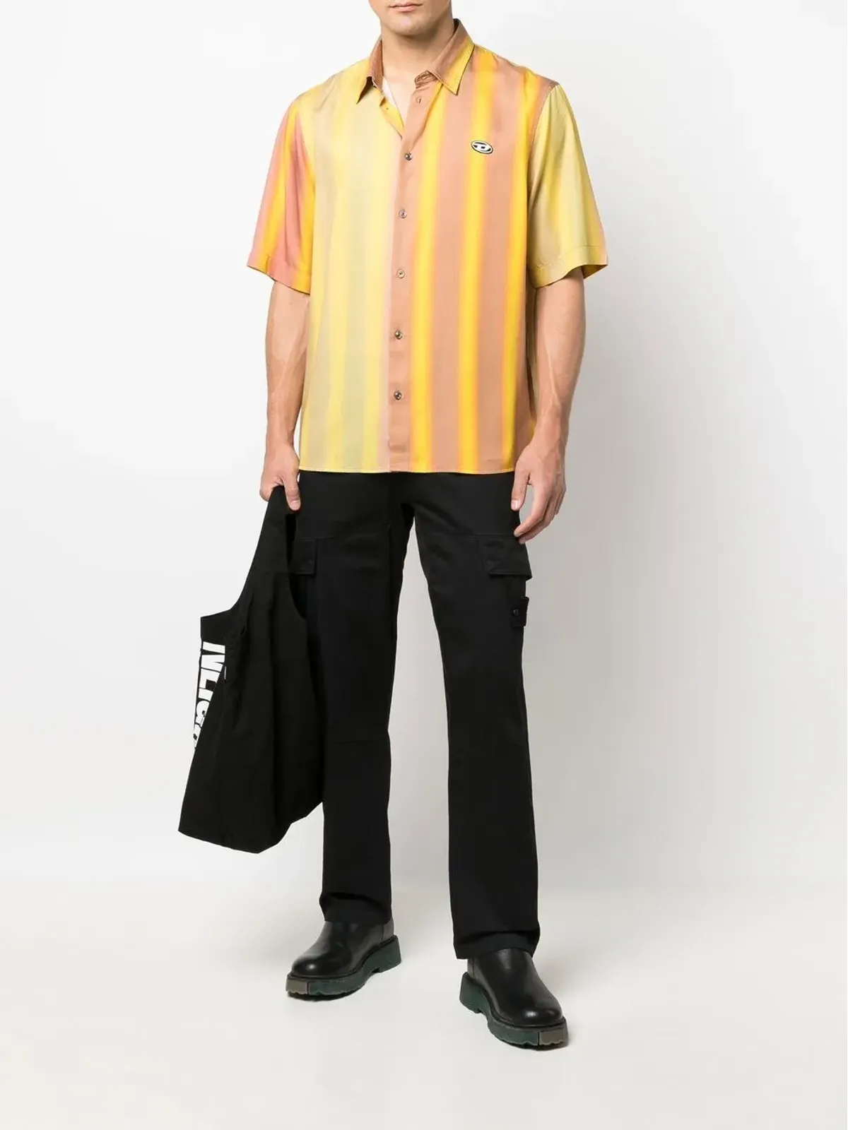 Diesel ストライプ柄ショートスリーブシャツ - Yellow - 画像2
