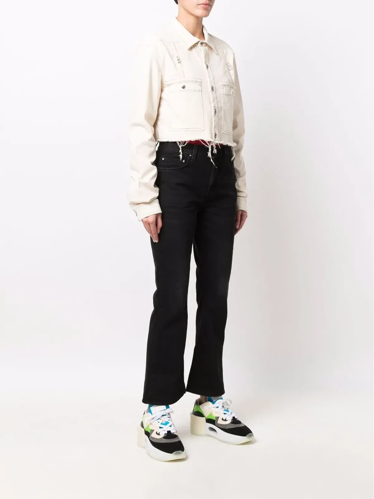 Rick Owens DRKSHDW クロップドデニムボタンアップジャケット - 画像3