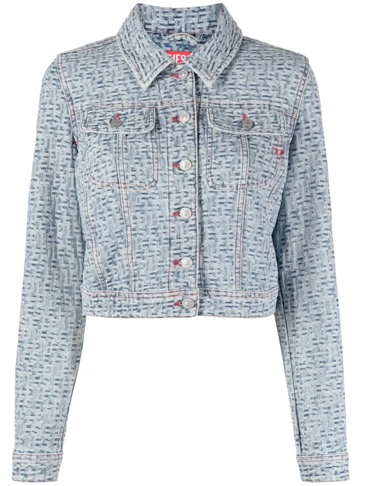 Diesel monogram-pattern denim jacket - Blue - 画像1
