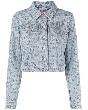 Diesel monogram-pattern denim jacket - Blue - サムネイル1