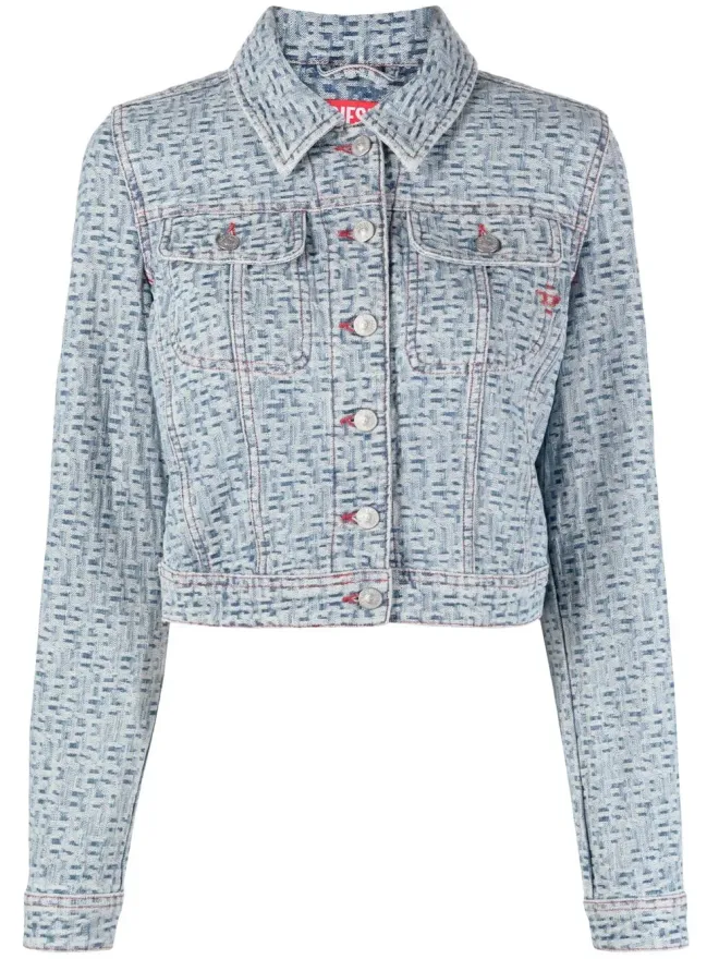 Diesel Diesel monogram-pattern denim jacket - Blueの商品画像