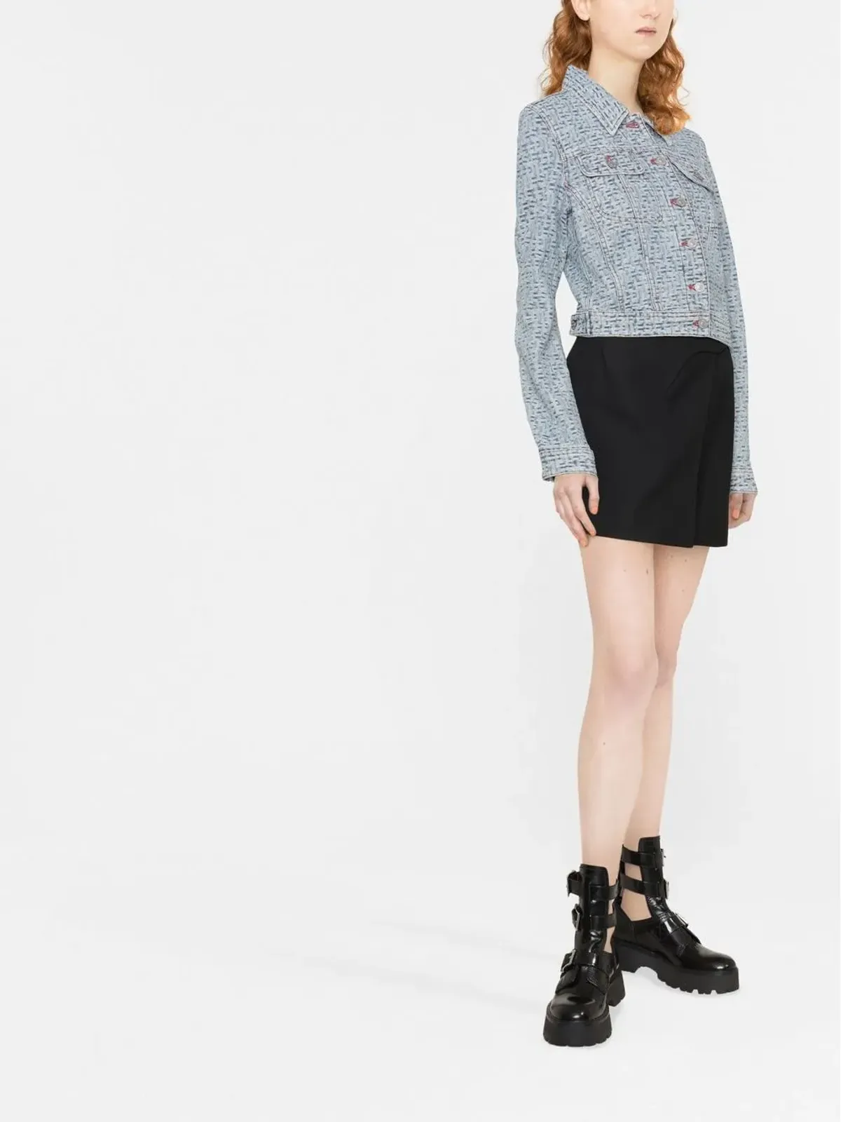 Diesel monogram-pattern denim jacket - Blue - 画像3