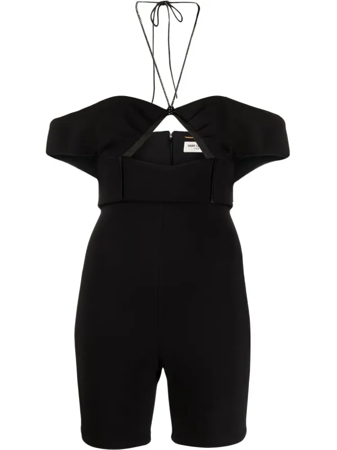 Saint Laurent Saint Laurent ホルターネック・コールドショルダー・ロンパースの商品画像