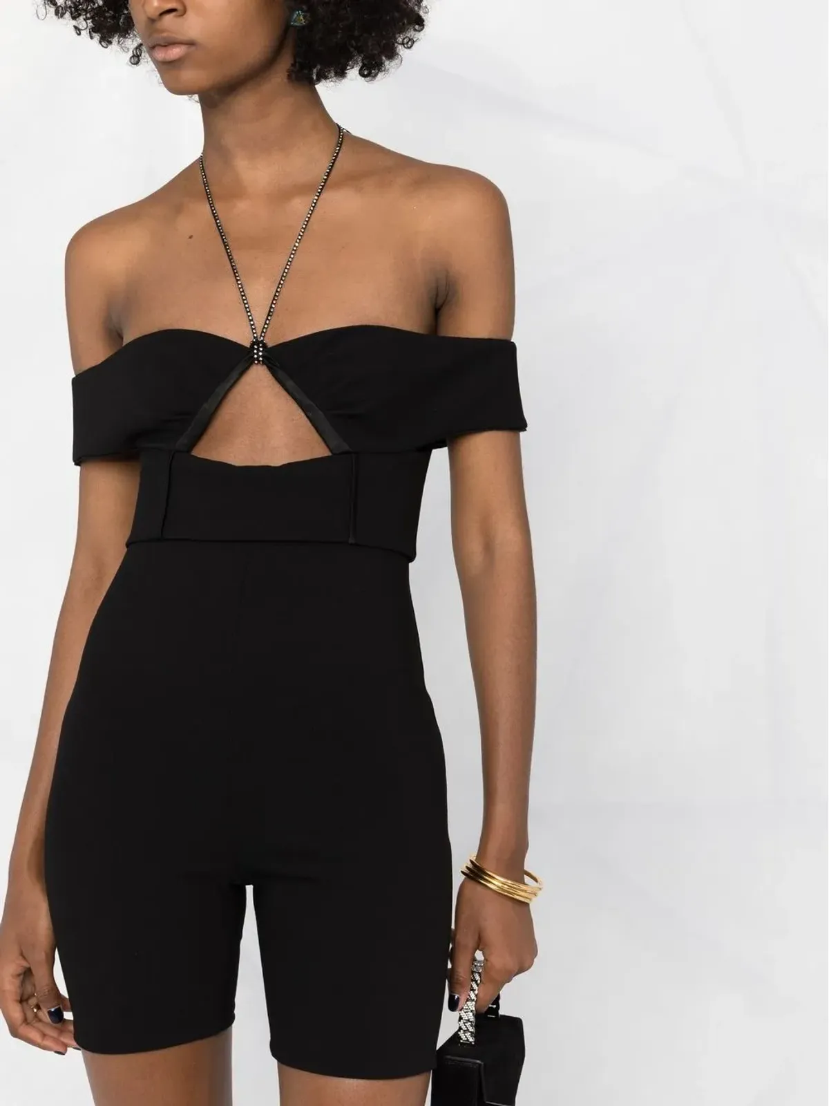 Saint Laurent ホルターネック・コールドショルダー・ロンパース - 画像5