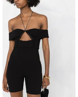 Saint Laurent ホルターネック・コールドショルダー・ロンパース - サムネイル5