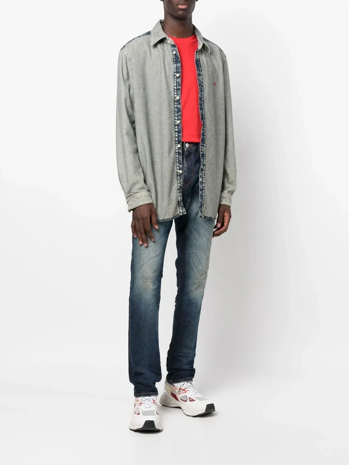 Diesel インサイドアウトエフェクト デニムシャツ ブルー - 画像2