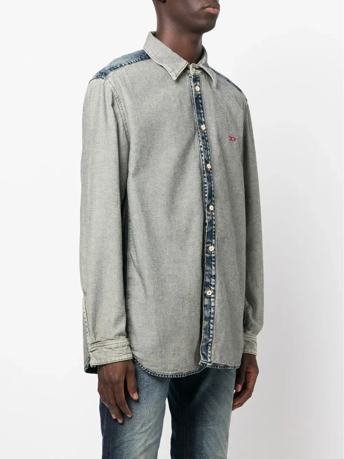 Diesel インサイドアウトエフェクト デニムシャツ ブルー - 画像3