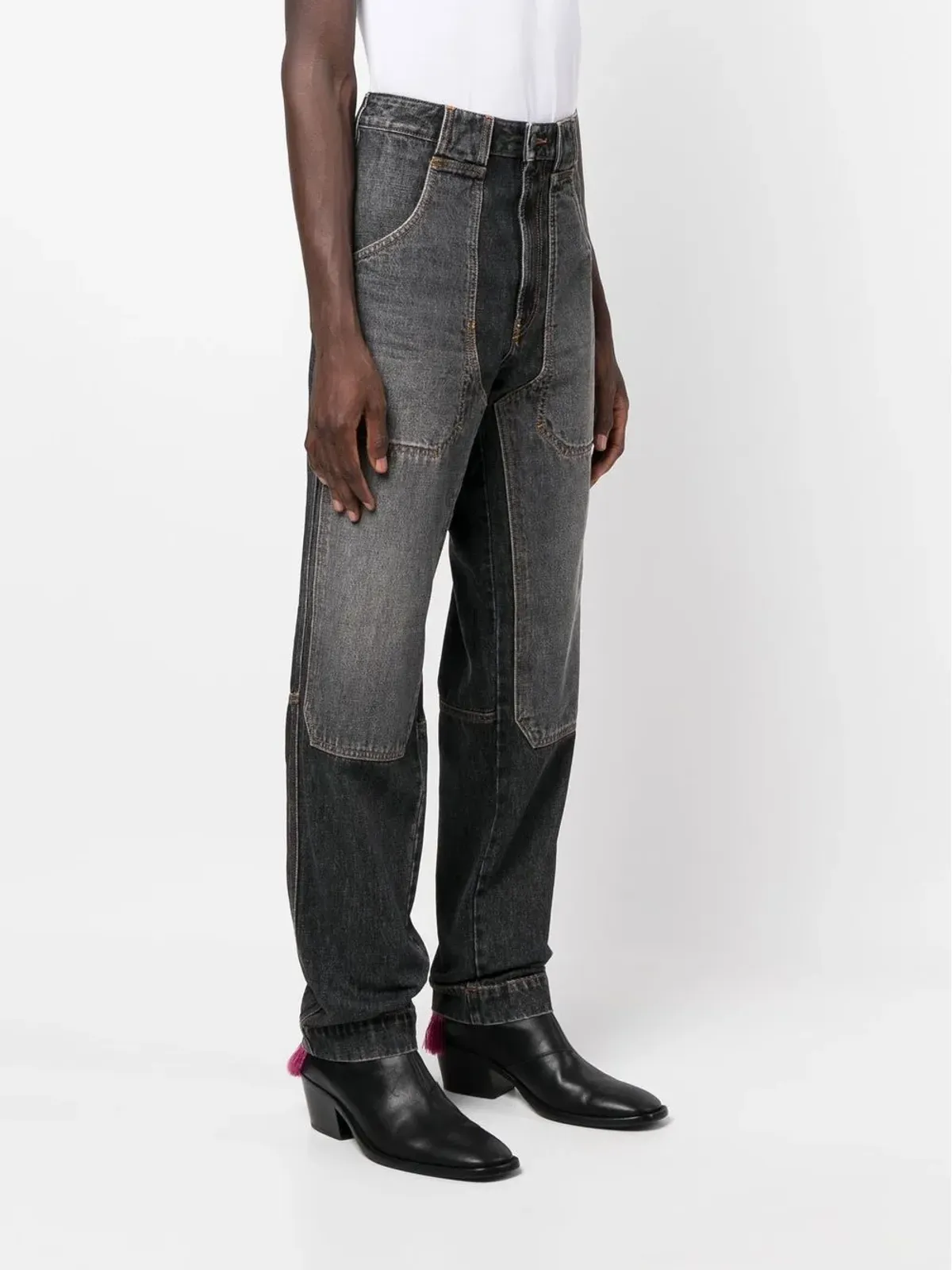 Diesel パッチワークストレートジーンズ - ブラック - 画像3
