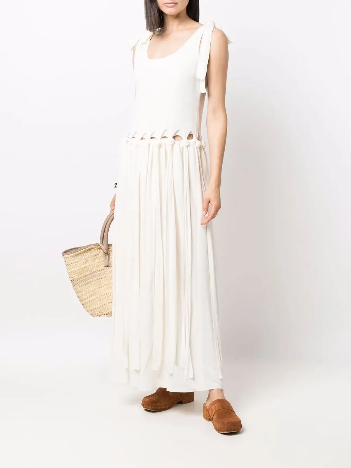 Chloé ドロップウエスト ノット付き クレープ マキシドレス - 画像2