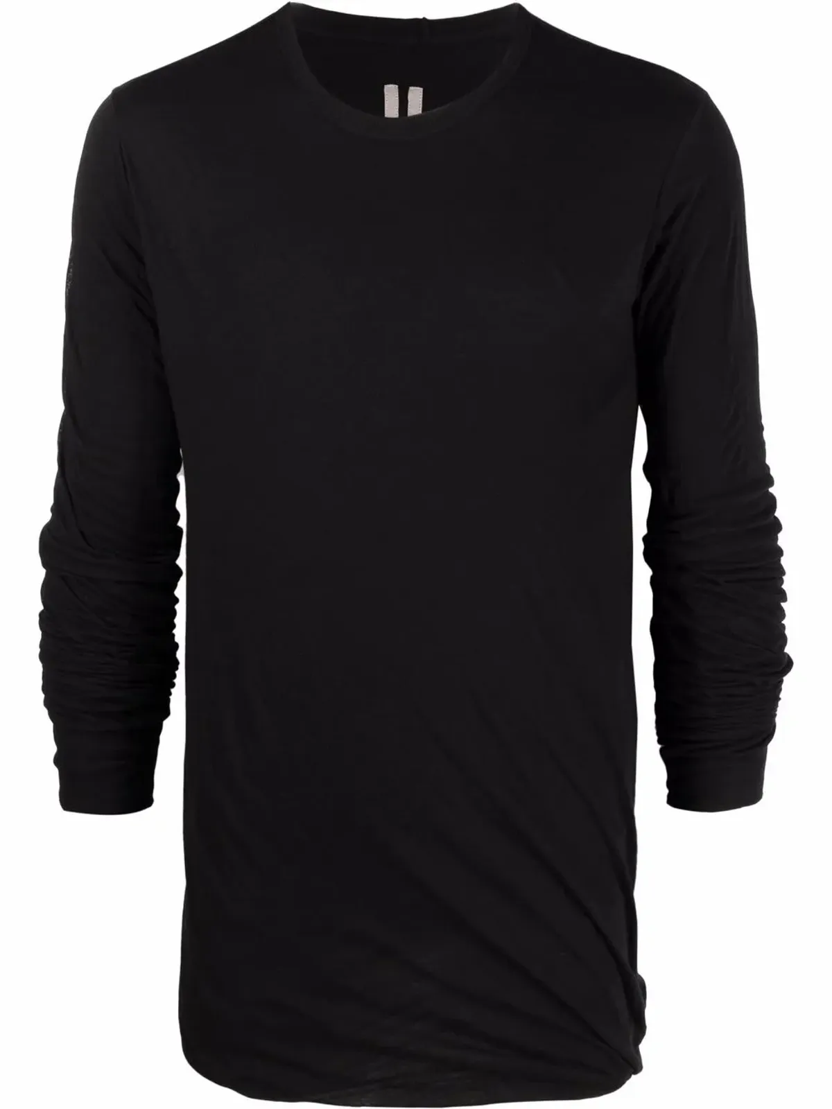 Rick Owens 長袖ギャザー入りTシャツ ブラック - 画像1