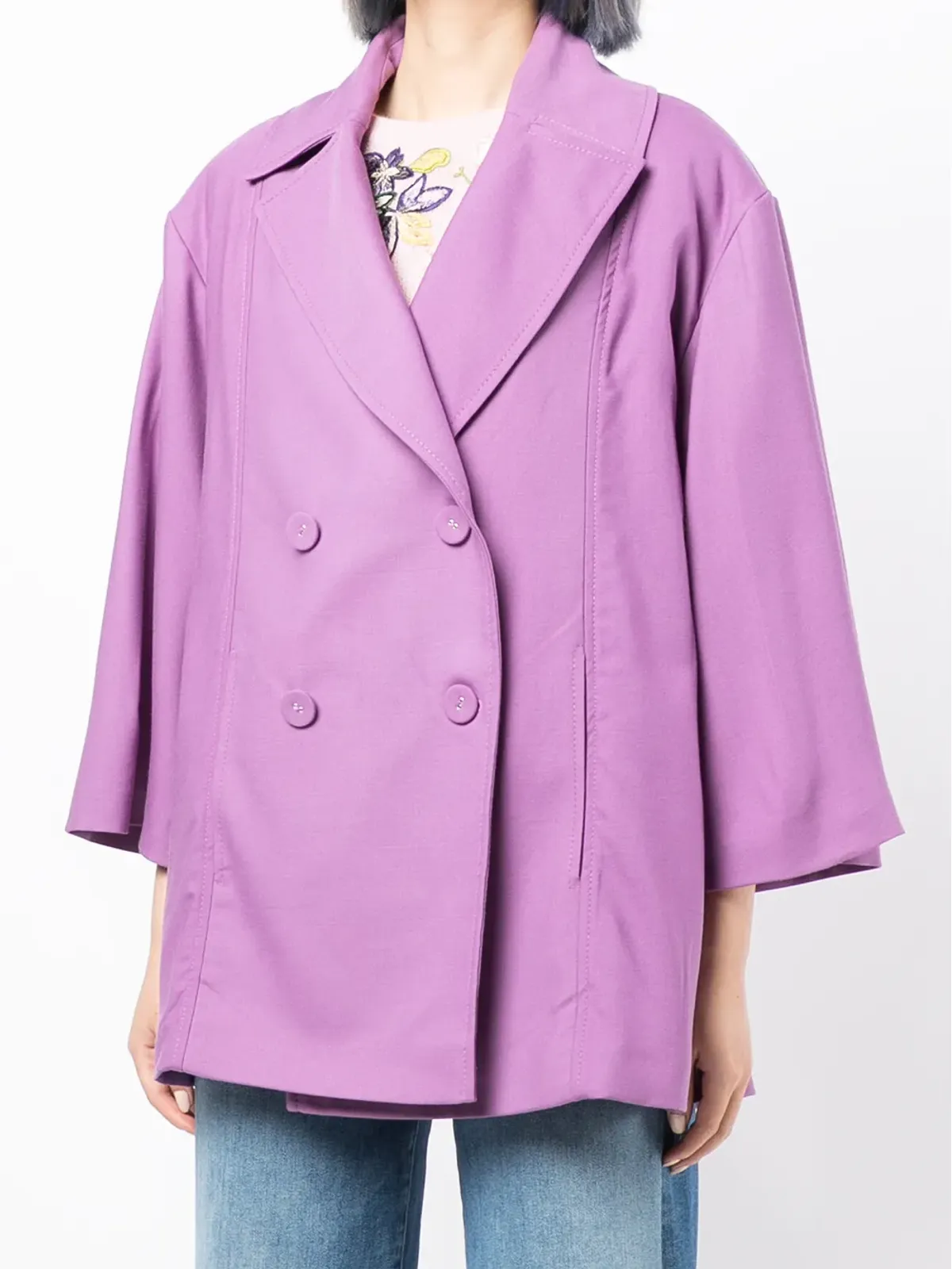 Costarellos ダブルブレストフィットブレザー - Purple - 画像3