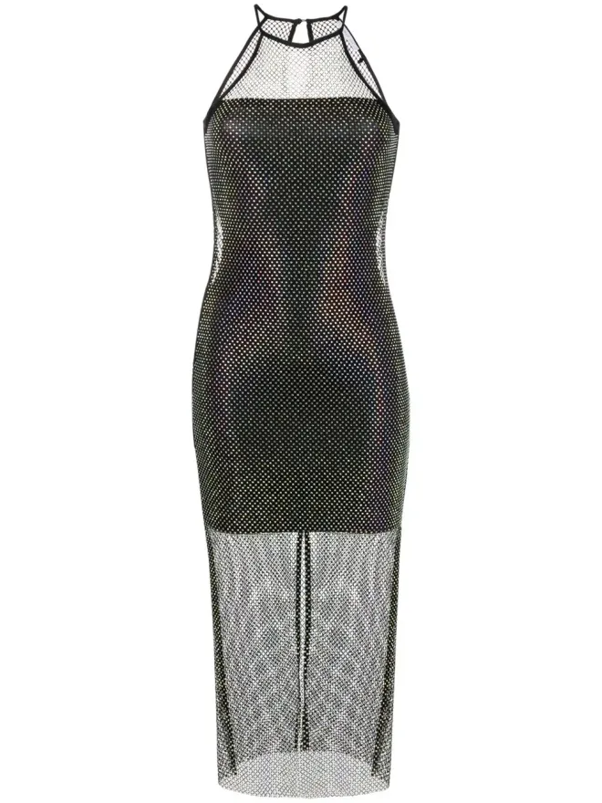 Patrizia Pepe Patrizia Pepe ノースリーブ ラインストーン装飾 メッシュドレス - ブラックの商品画像