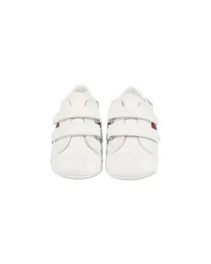 Gucci Kids シグネチャー サイドストライプ レザー プリウォーカー - ホワイト - サムネイル2