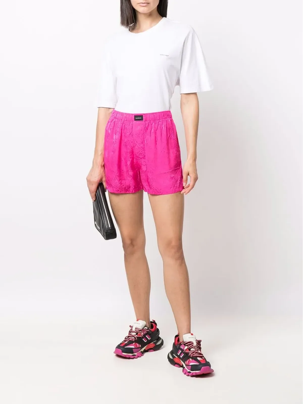 Balenciaga ロゴパッチ付きハイウェストショーツ - ピンク - 画像2