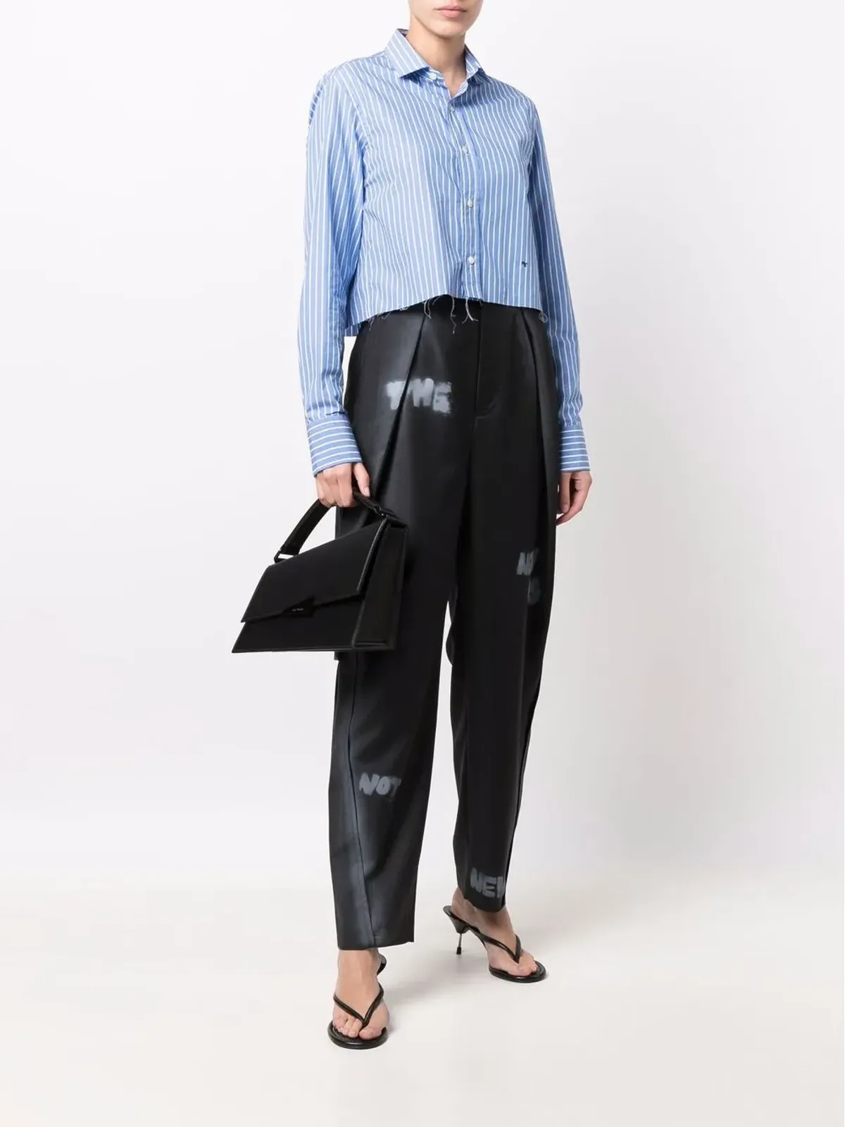 Ader Error スローガンプリントのストレートレッグパンツ - 画像3