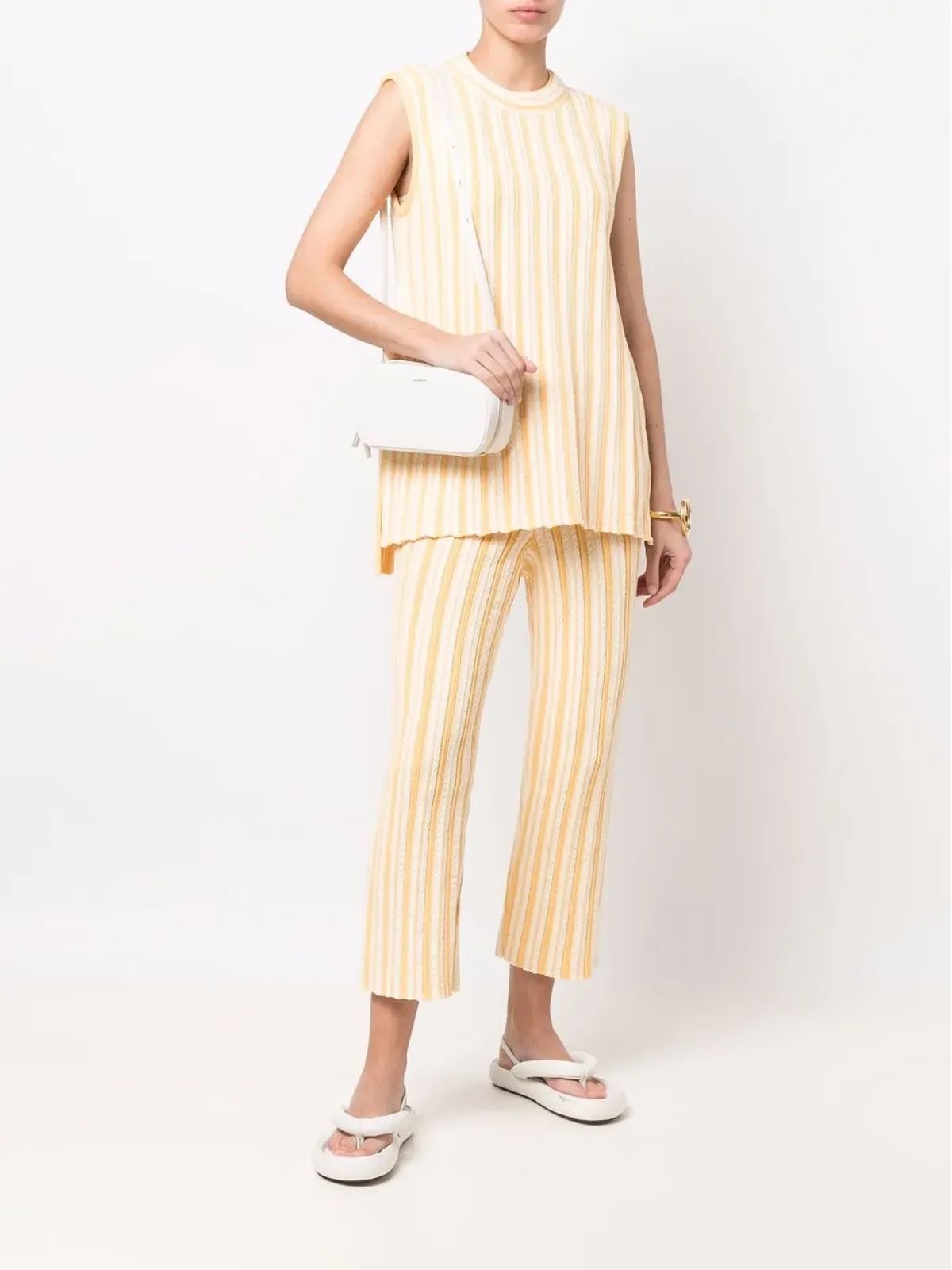 Jil Sander ストライプ柄クロップドパンツ - イエロー - 画像2