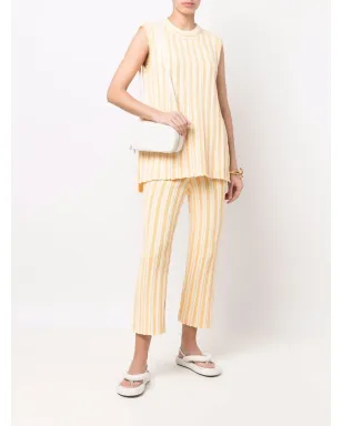 Jil Sander ストライプ柄クロップドパンツ - イエロー - サムネイル2