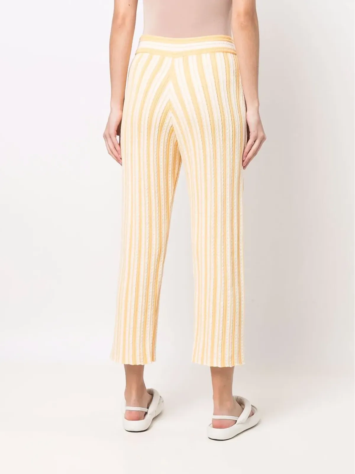 Jil Sander ストライプ柄クロップドパンツ - イエロー - 画像4