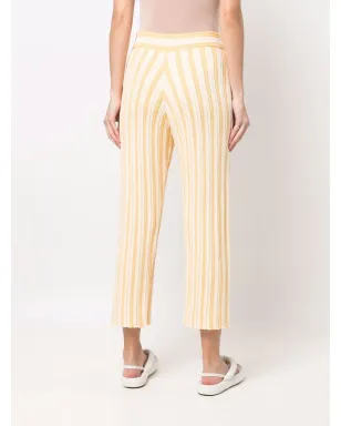 Jil Sander ストライプ柄クロップドパンツ - イエロー - サムネイル4