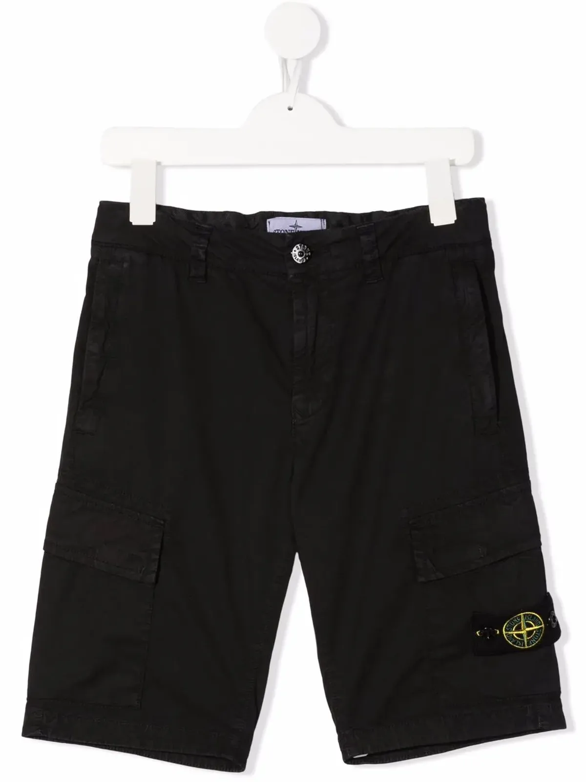 Stone Island Junior ロゴパッチ カーゴショーツ - ブラック - 画像1
