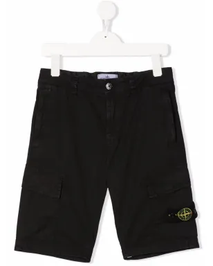 Stone Island Junior ロゴパッチ カーゴショーツ - ブラック - サムネイル1