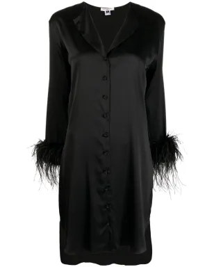 Gilda & Pearl Camille feather-trim shirt dress - Black - サムネイル1