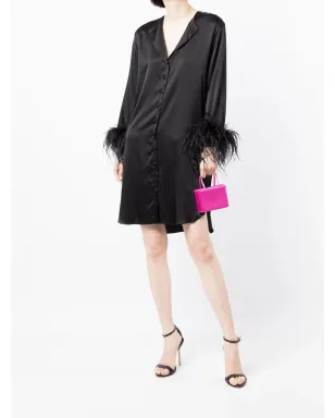 Gilda & Pearl Camille feather-trim shirt dress - Black - サムネイル2