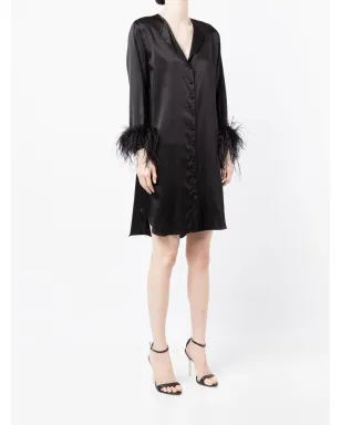 Gilda & Pearl Camille feather-trim shirt dress - Black - サムネイル3