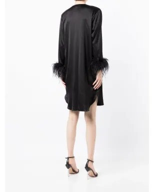 Gilda & Pearl Camille feather-trim shirt dress - Black - サムネイル4
