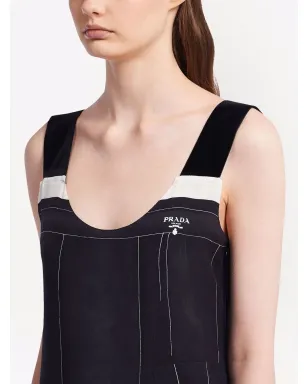 Prada ノースリーブ シルク ミディドレス - ブラック - サムネイル5