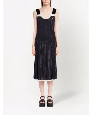 Prada ノースリーブ シルク ミディドレス - ブラック - サムネイル2