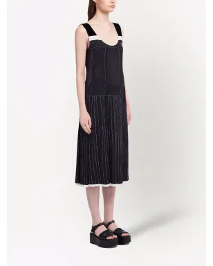 Prada ノースリーブ シルク ミディドレス - ブラック - サムネイル3