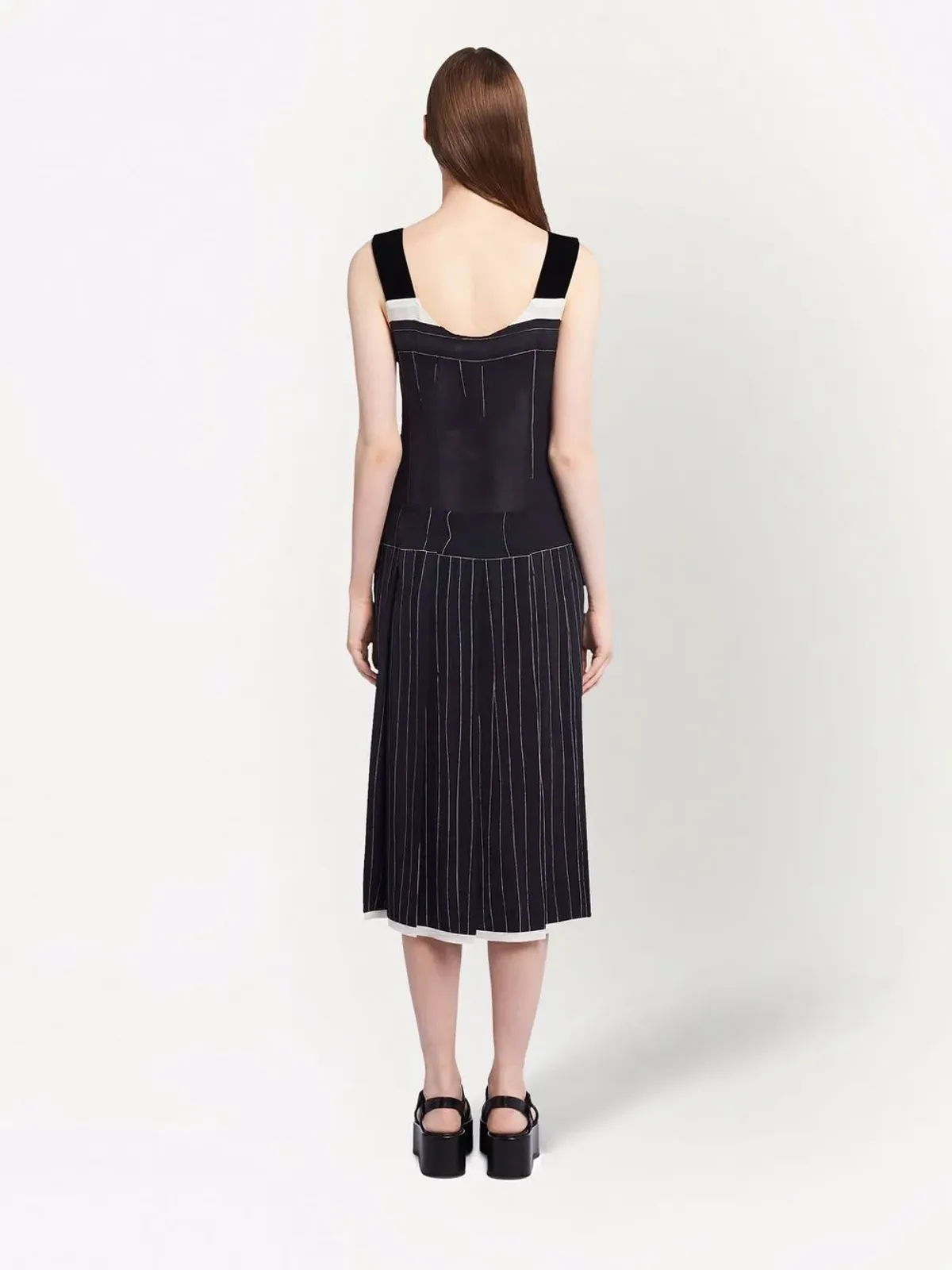 Prada ノースリーブ シルク ミディドレス - ブラック - 画像4
