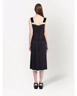 Prada ノースリーブ シルク ミディドレス - ブラック - サムネイル4