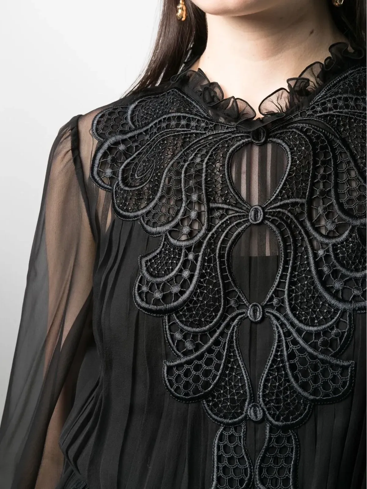 Alberta Ferretti 長袖シルク シフトドレス - 画像5
