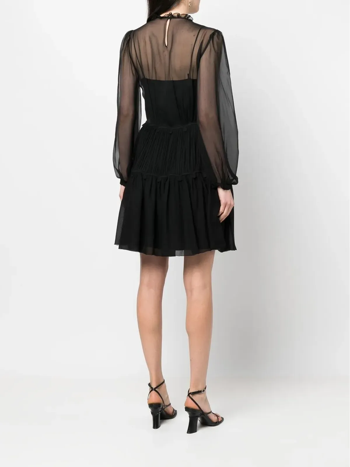 Alberta Ferretti 長袖シルク シフトドレス - 画像4