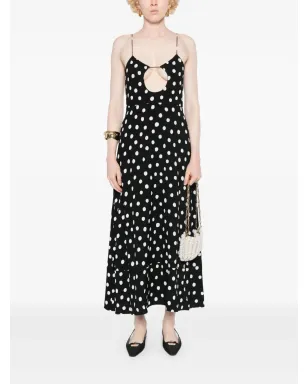 Saint Laurent ポルカドット ミディドレス - ブラック - サムネイル2