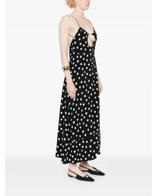 Saint Laurent ポルカドット ミディドレス - ブラック - サムネイル3