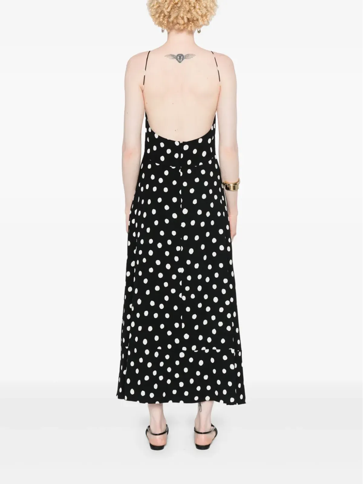 Saint Laurent ポルカドット ミディドレス - ブラック - 画像4
