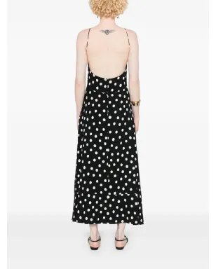 Saint Laurent ポルカドット ミディドレス - ブラック - サムネイル4