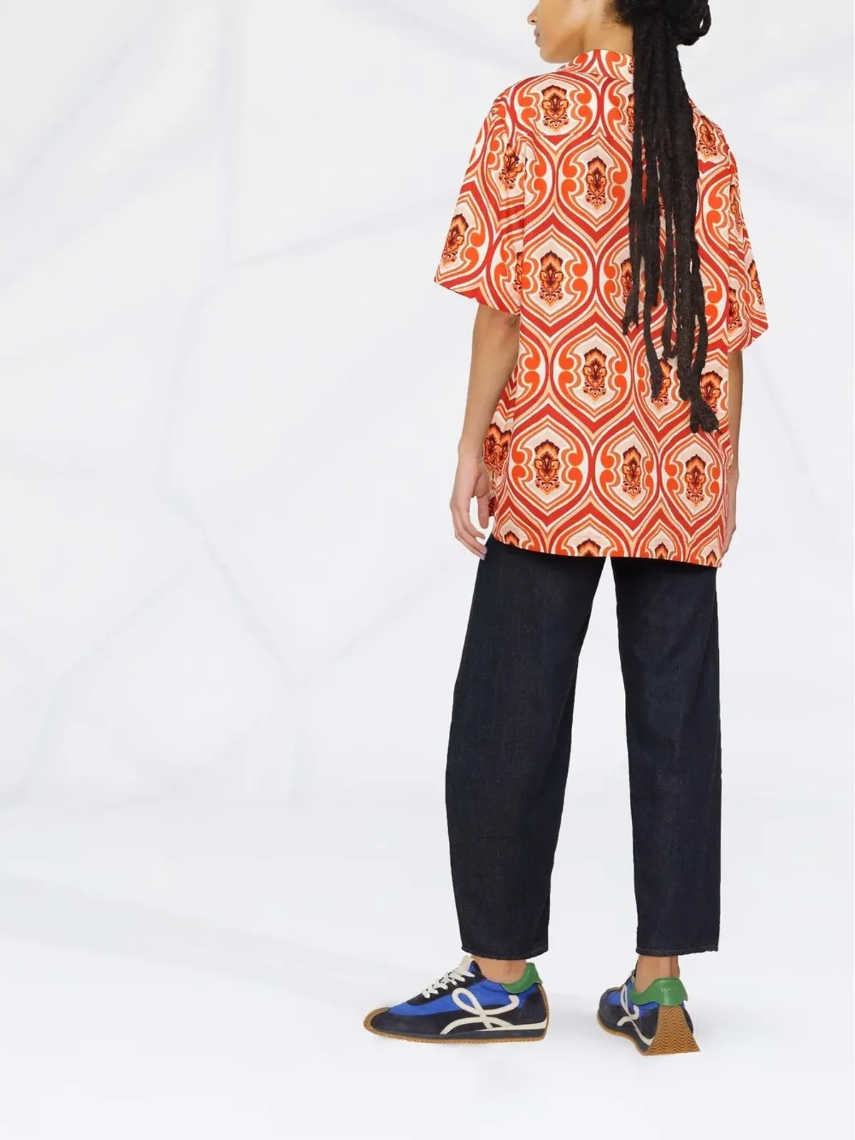 ETRO モチーフプリント コットン シャツ - オレンジ - 画像4