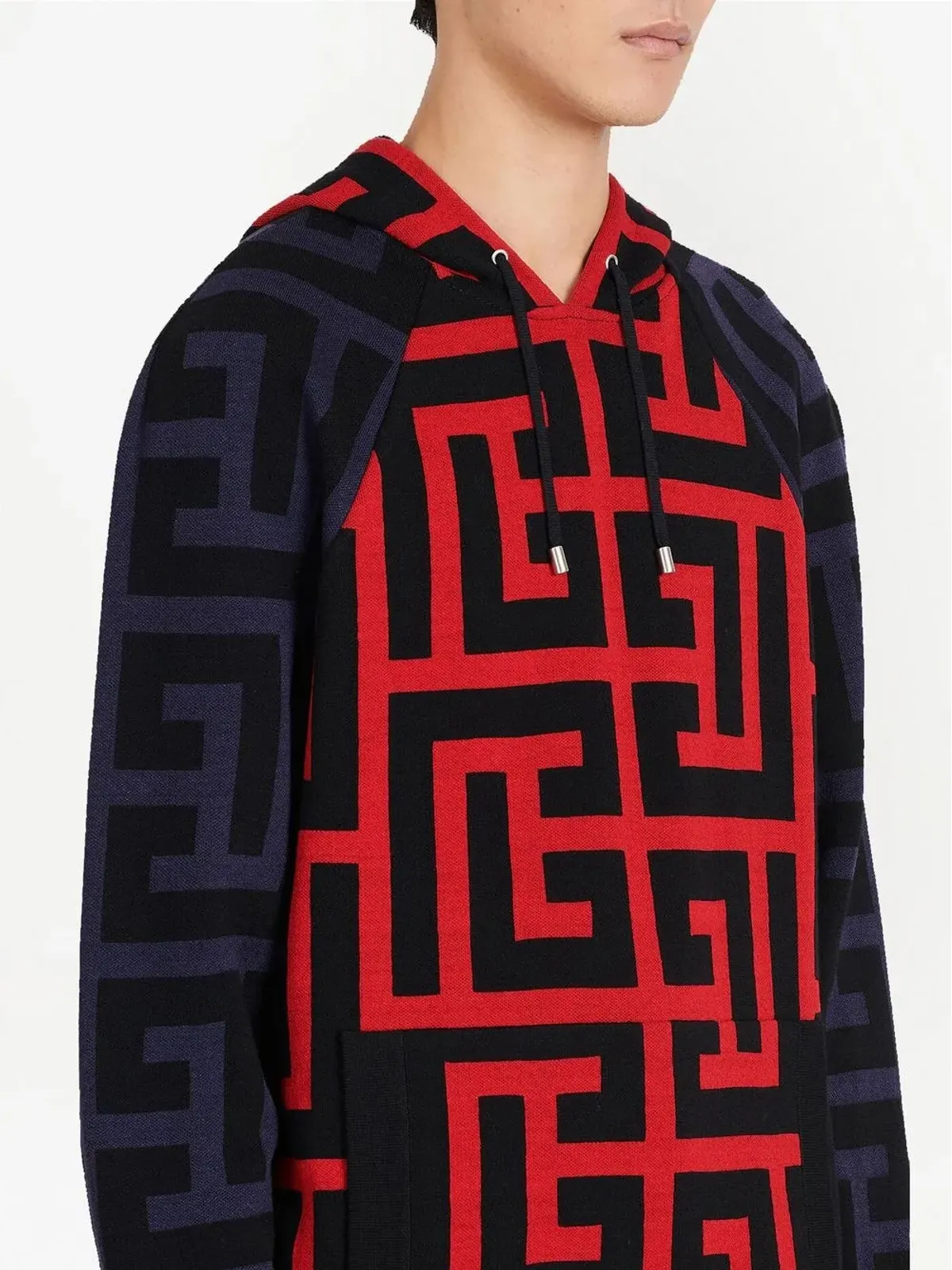 Balmain モノグラムプリント ドローストリングフーディ - Blue - 画像5