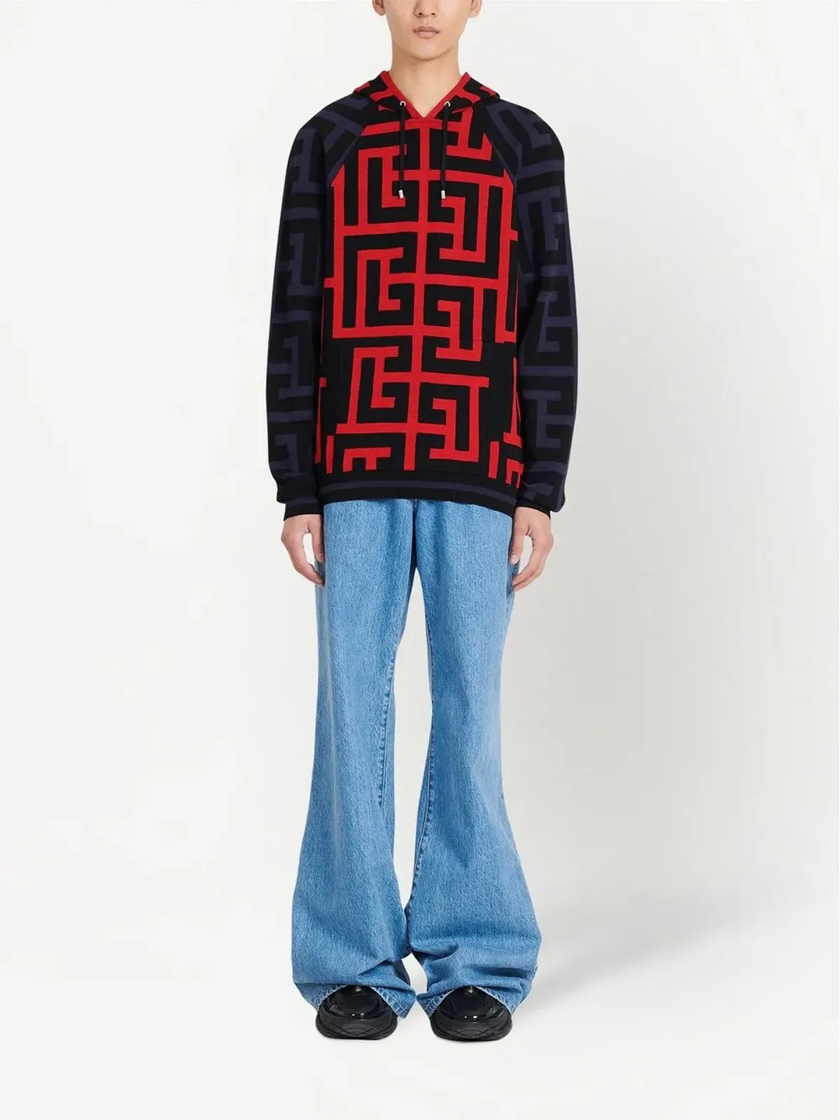 Balmain モノグラムプリント ドローストリングフーディ - Blue - 画像3